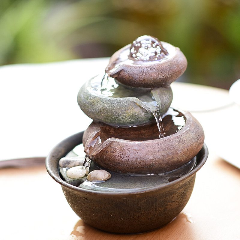 喷泉简约工艺品流水水景装饰摆件水晶球房间布置摆件