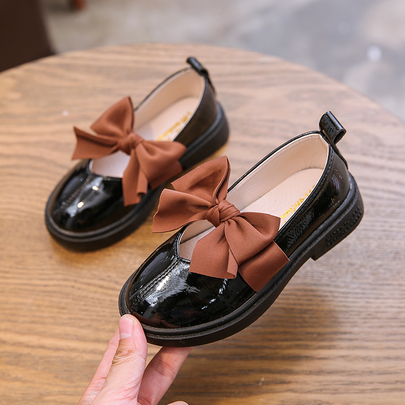女童小香风皮鞋2020春秋蝴蝶结公主小女孩学生中大皮鞋