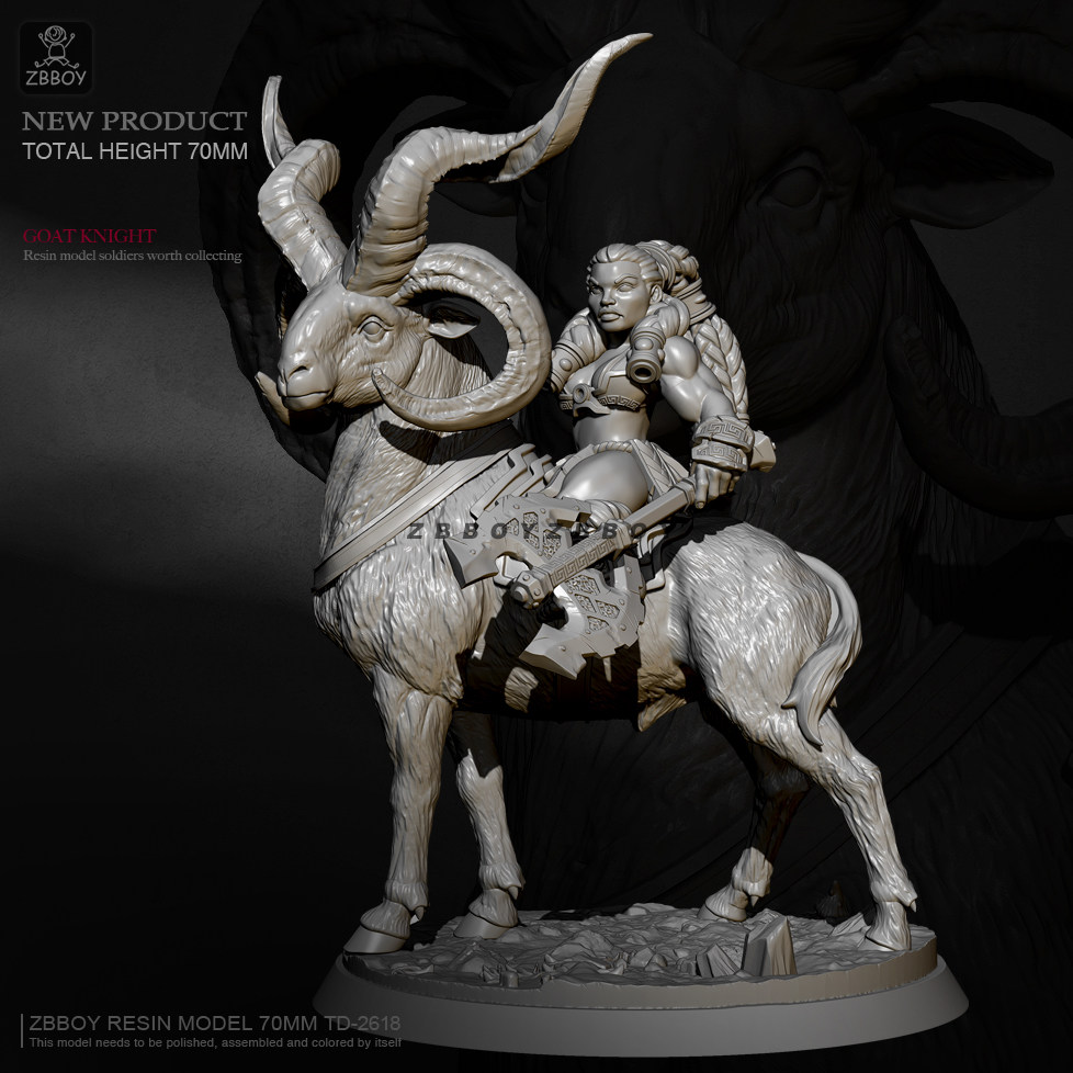70mmzbboy监制骑羊女斗士树脂兵人白模td2618兵人专区