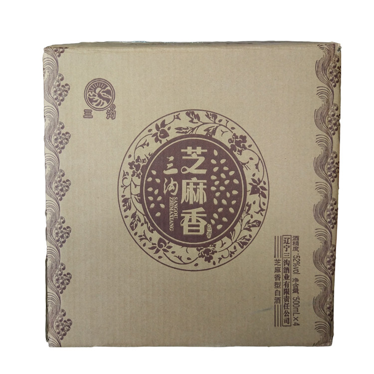 三沟白酒纯粮酿造三沟芝麻香52度500ml芝麻香型高档礼盒礼品白酒