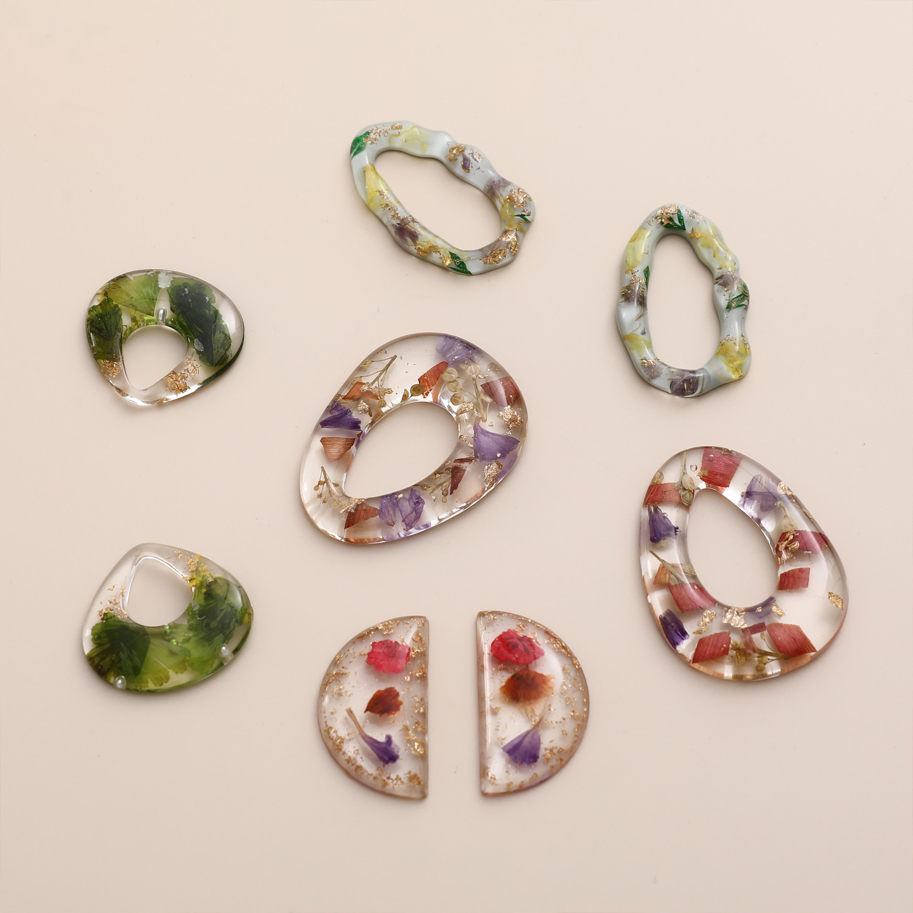 日本植物园清新新日干花滴胶贴片耳钉diy手工其他diy饰品配件