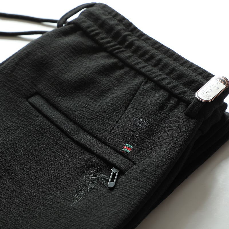 小蜜蜂夏季高弹力直筒宽松运动裤系带松紧腰休闲裤男潮流百搭卫裤