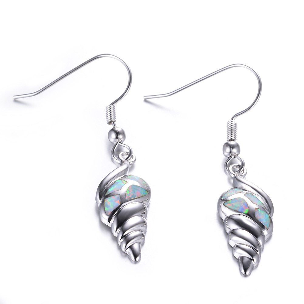 耳环新品热销白色进口opal欧泊澳宝海螺精美耳环