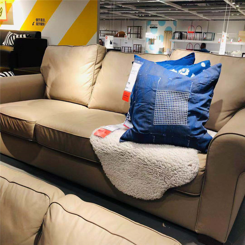 国内宜家代购沃克托三人沙发带贵妃椅皮艺懒人客厅舒适欧式简约