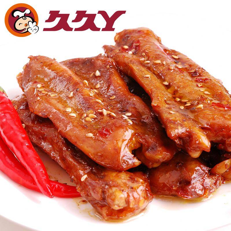 久久甜辣鸭翅500g翅膀卤味鸭肉肉类熟食小吃鸭肉零食
