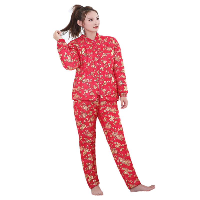 中国手工红色成人套装棉裤加厚新娘国风结婚棉衣