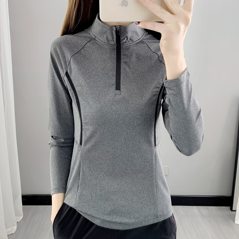 户外冰丝防晒速干衣女长袖春夏立领速干t恤薄运动T恤快干跑步上衣