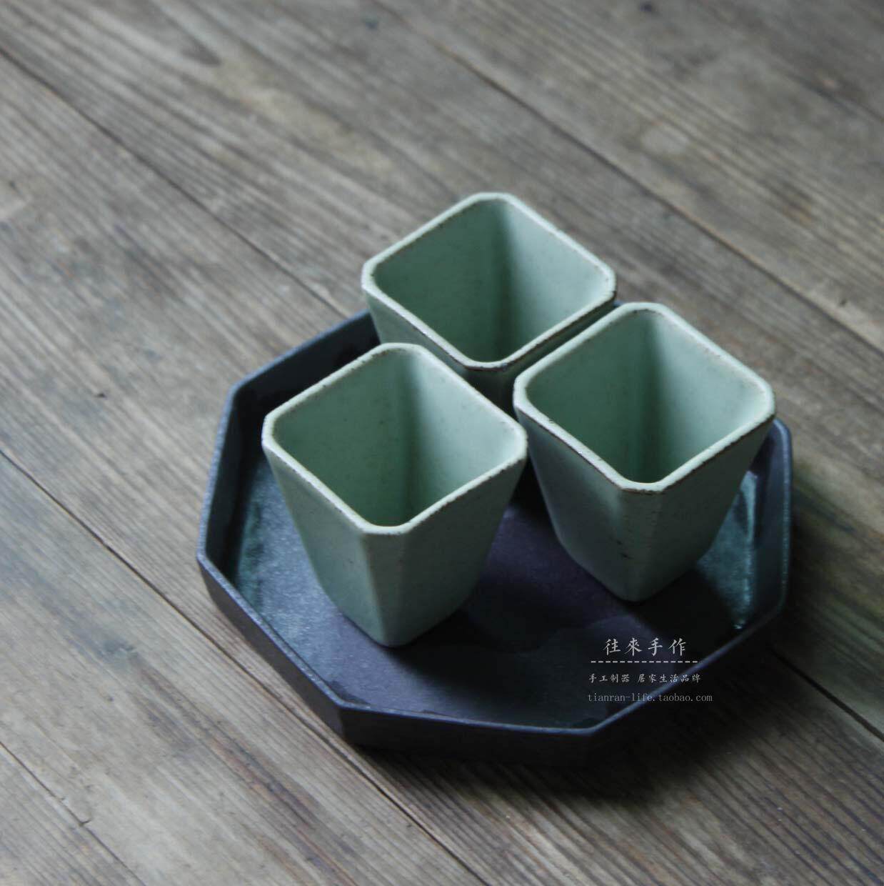 酒杯往来自制四方茶杯古风小盏创意复古怀旧茶杯