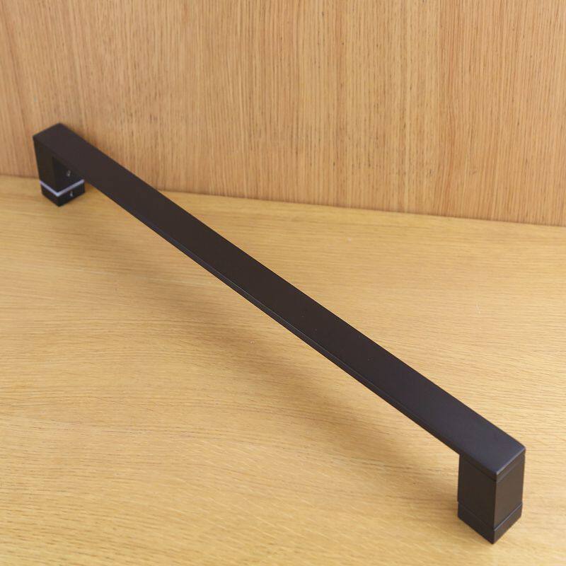 进口现代简约双开推拉移门黑色方形玻璃门淋浴淋浴房大拉手