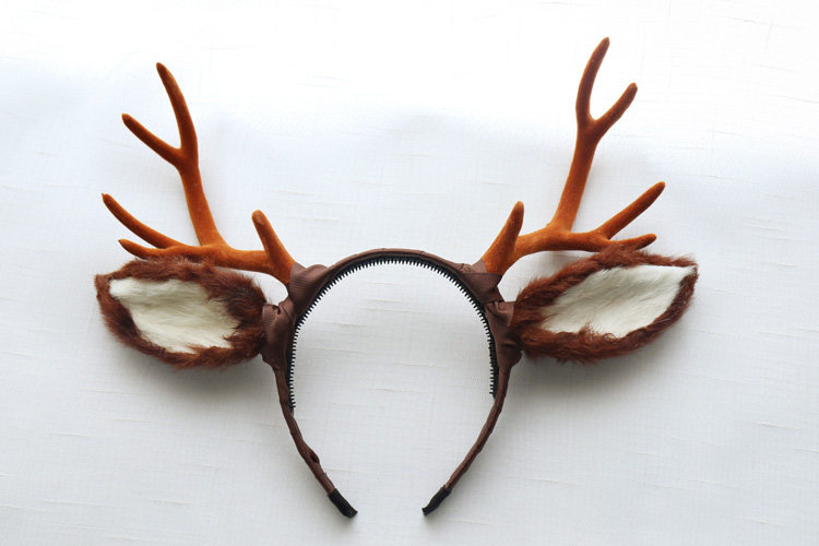 森系圣诞节头饰耳朵麋鹿鹿角发箍写真摄影cos发饰