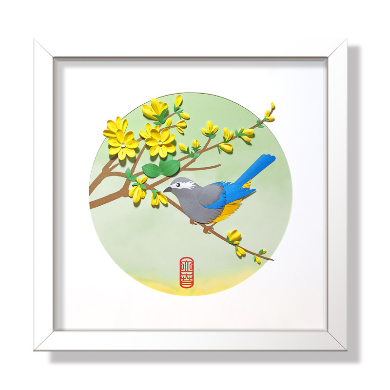 衍纸手韵二十四节气花鸟立春材料diy手工稿底套装折纸