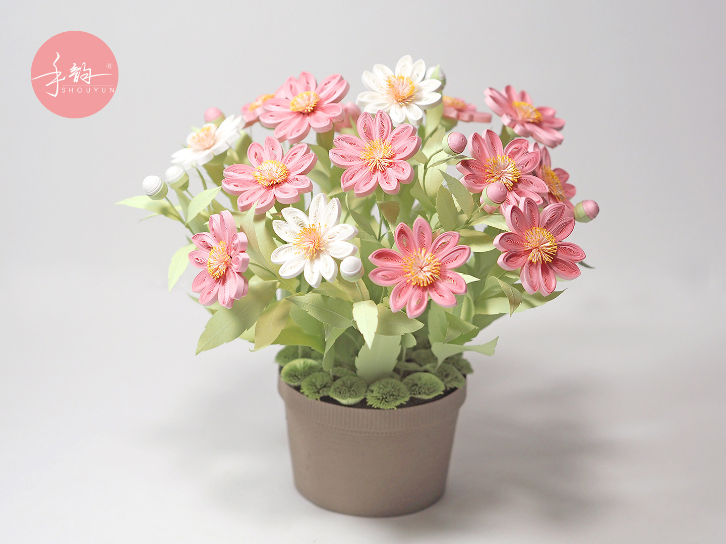 衍纸手韵纯洁材料立体盆栽纸花摆件永生花手工折纸