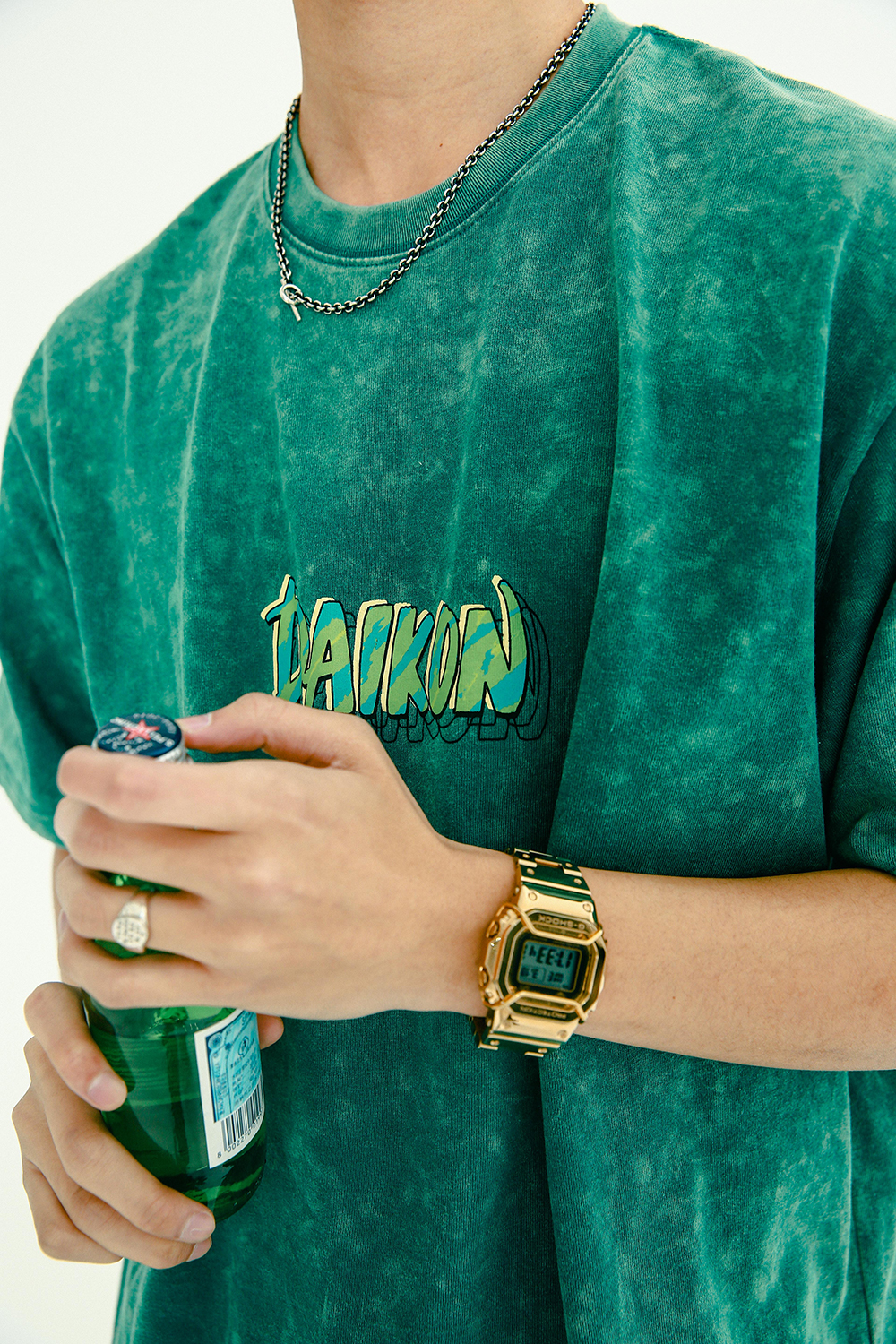 DAIKON 20/SS Bleached Snowflake Tee复古休闲雪花洗落色印花T恤