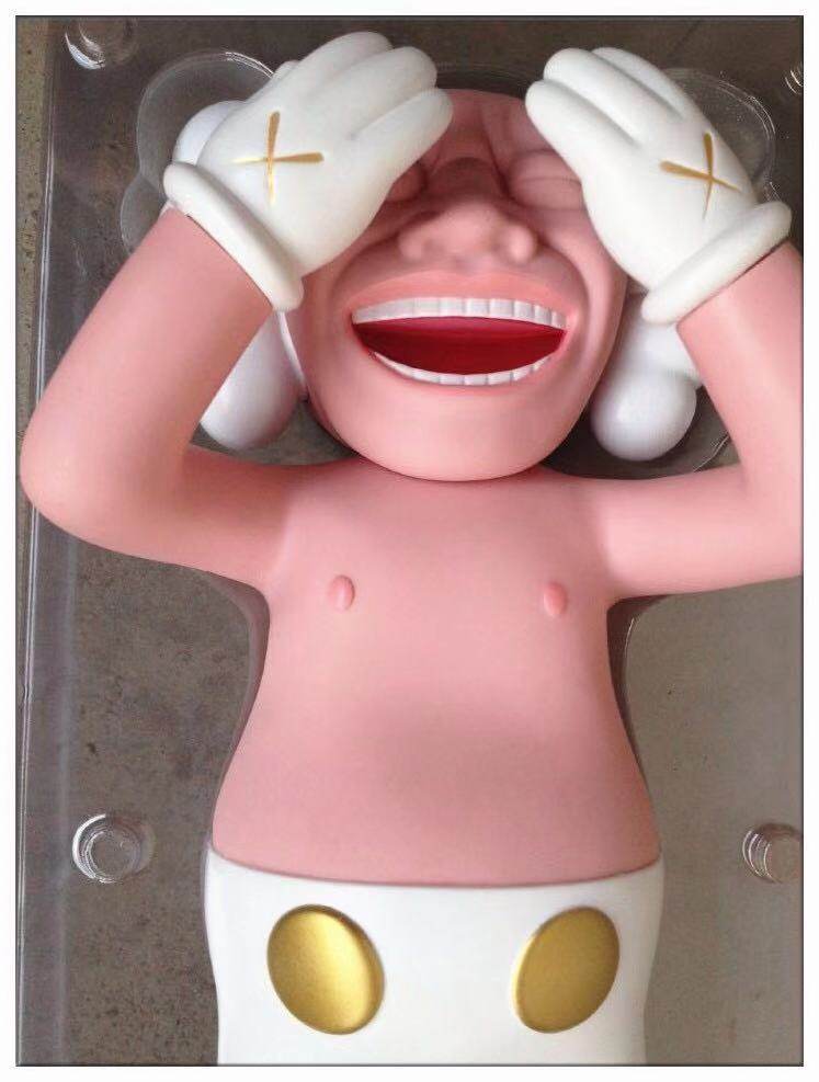 mand kaws潮流公仔x岳敏君露齿笑kaws蒙眼笑摆件模型手办玩偶玩具