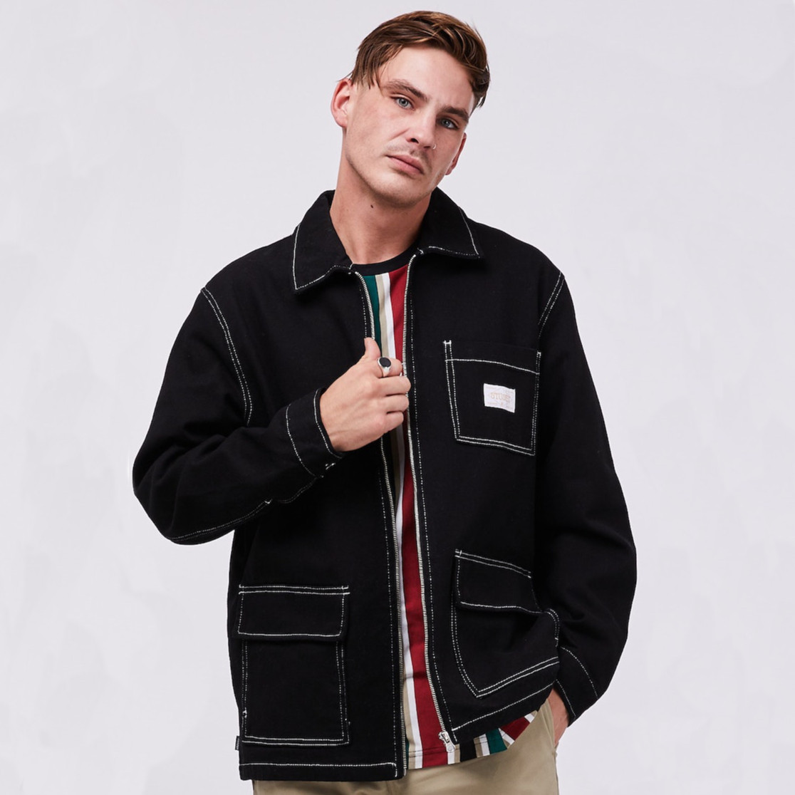 正品stussychorejacket缝线牛仔工装夹克潮牌男装夹克