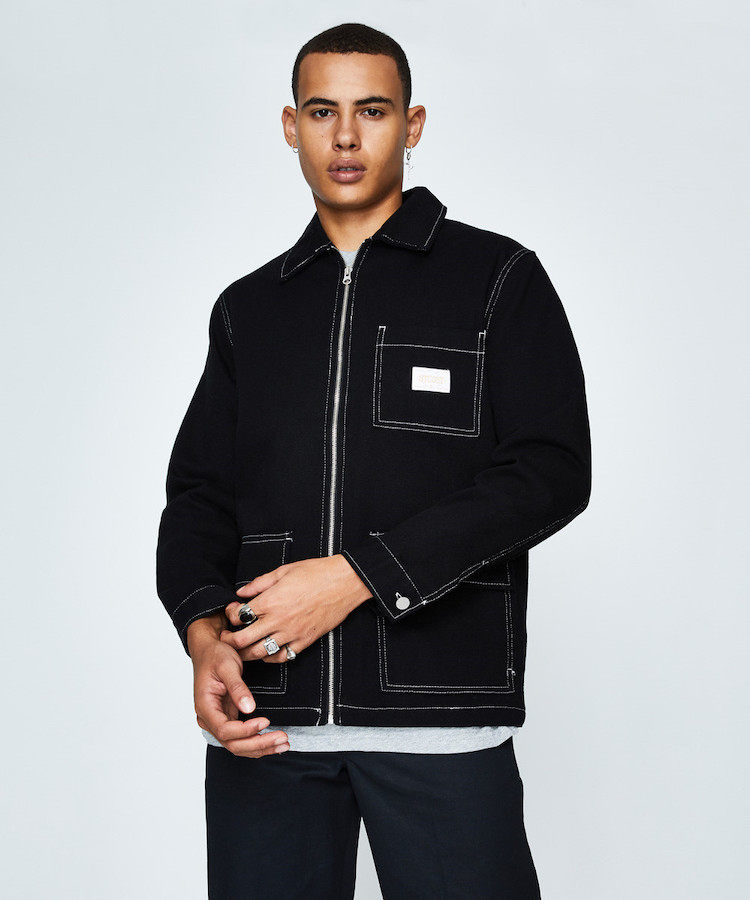 正品stussychorejacket缝线牛仔工装夹克潮牌男装夹克