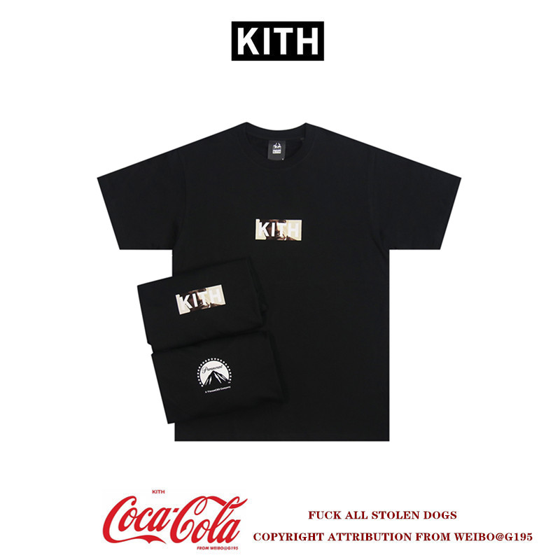 【现货】KITH 20ss 教父联名BOX LOGO短袖宽松圆领黑色男女T恤潮