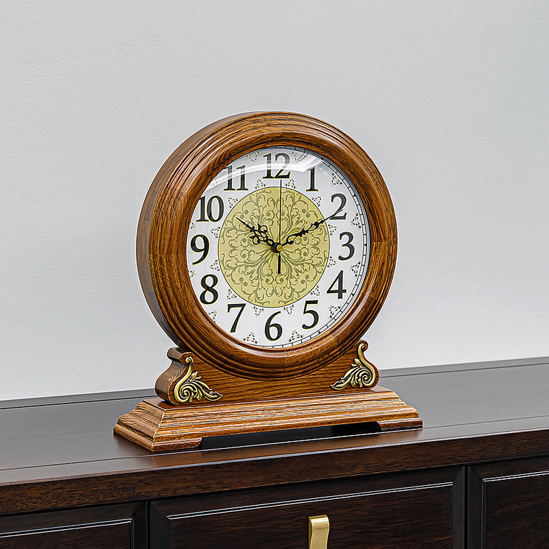 实木座钟客厅欧式静音台式钟表美式复古大号座钟