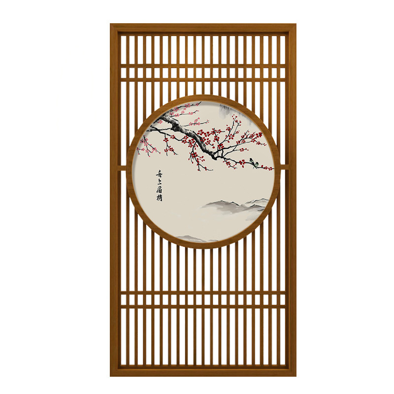 新中式客厅房间实木格栅镂空落地禅意隔断墙木质圆形定制屏风玄关