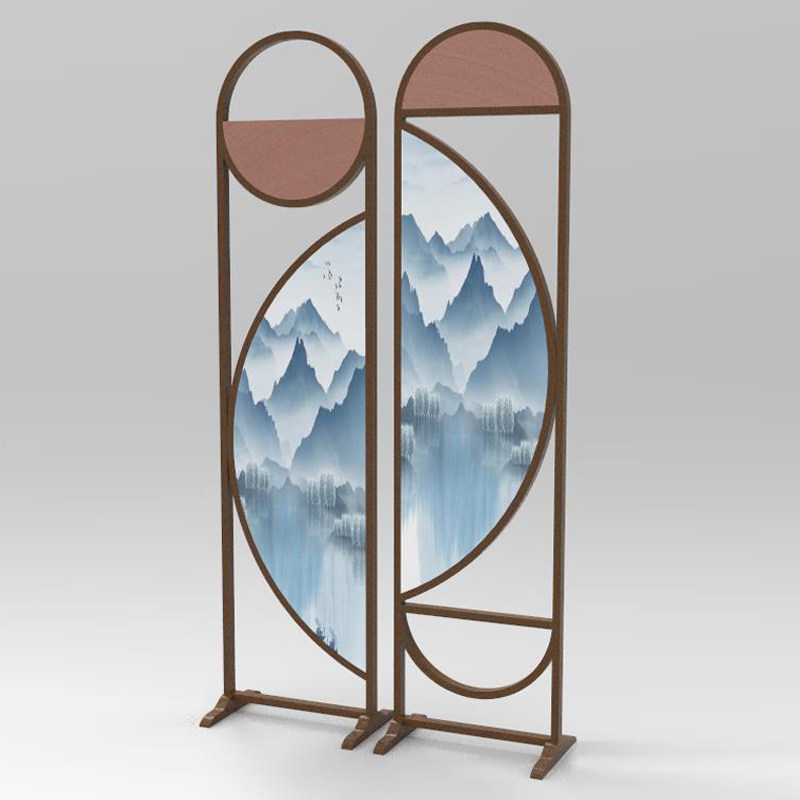 新中式装饰创意设计酒店办公室客厅屏风隔断简约入户座屏