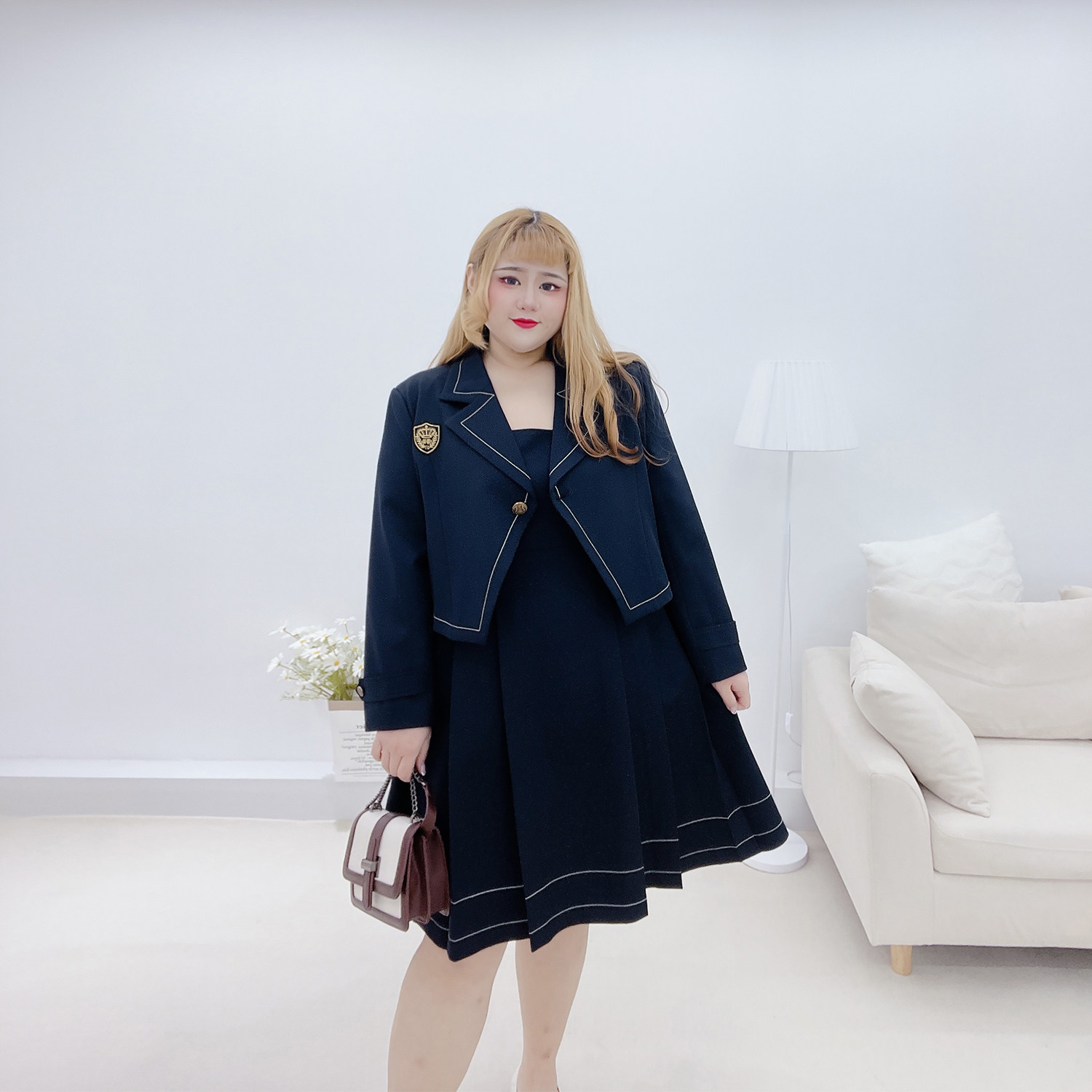 仙女莹莹大码女装秋款mm盐系甜酷学院千禧大码女装