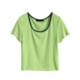 Net red Korean version of the contrast design sense of women's short-sleeved t-shirt women's summer 2020 new short top ins super hot trend Net red Korean version of the contrast design sense of women's short-sleeved t-shirt women's summer 2020 new short top ins super hot trend