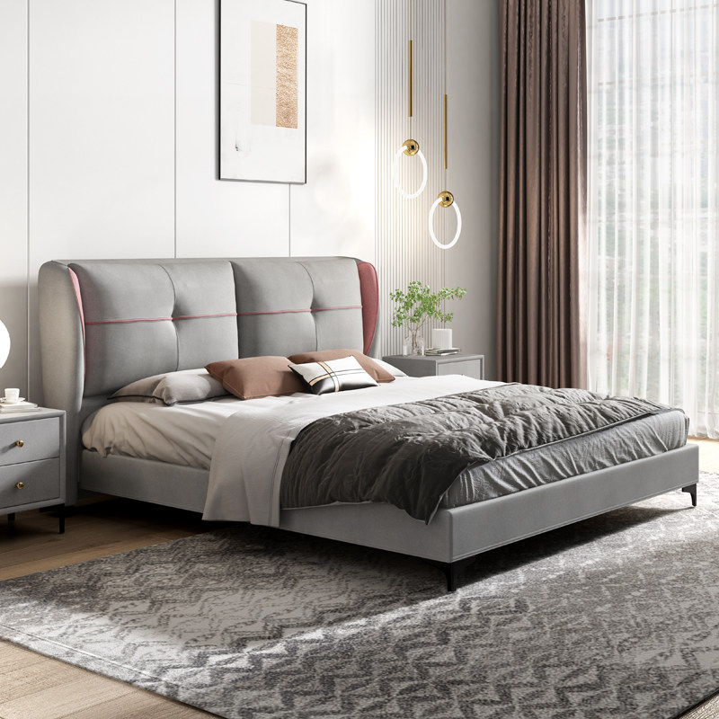 布艺现代简约主卧婚床1.8米大床双人床1.5米轻奢奢风布艺床