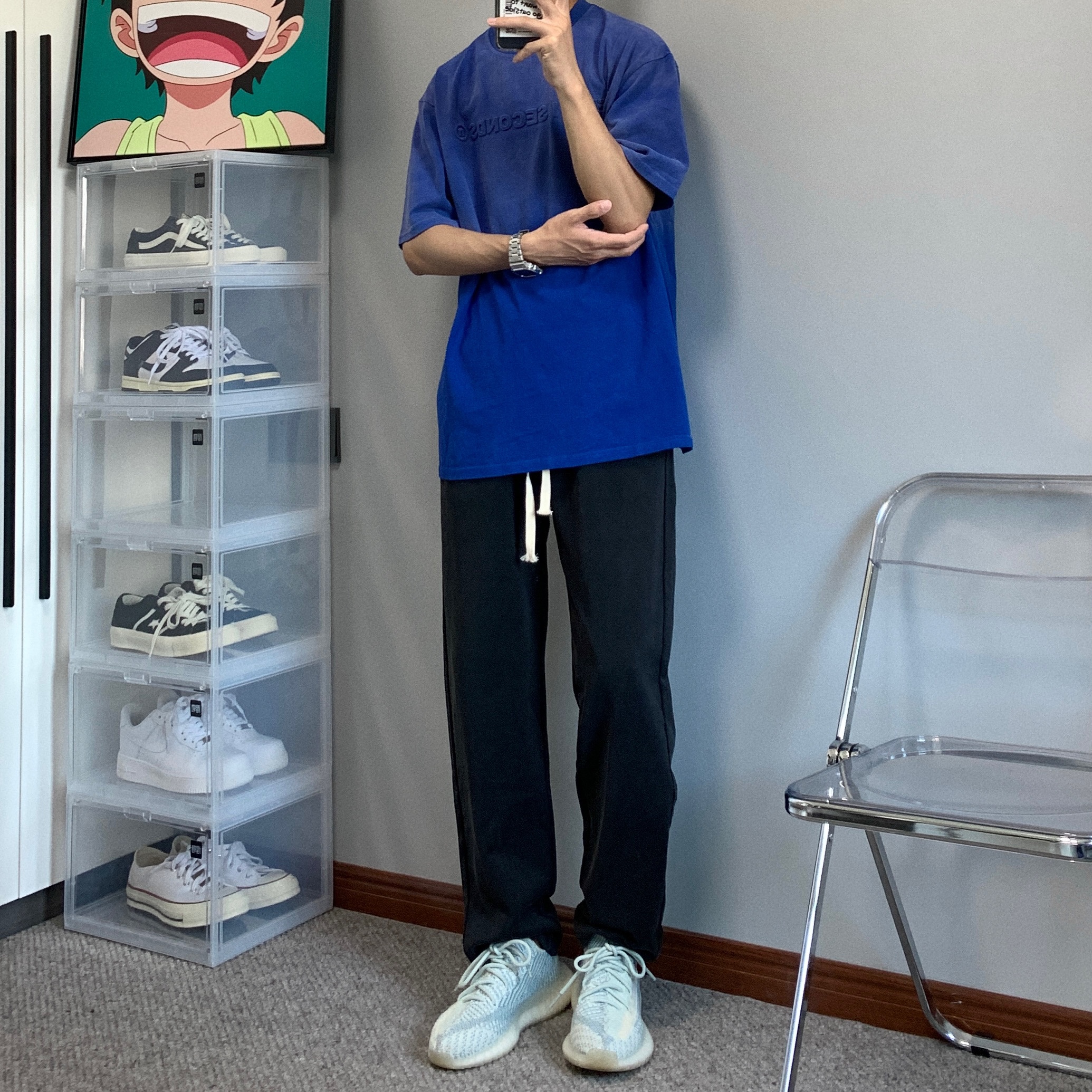 XANYP休闲直筒长裤阔腿百搭男运动宽松高街风潮牌垂感拖地长裤子