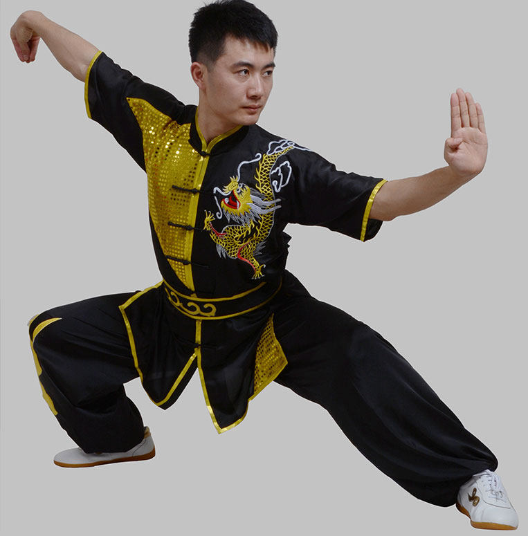 武术服装刺绣绣龙男女长袖短袖练功表演儿童太极服