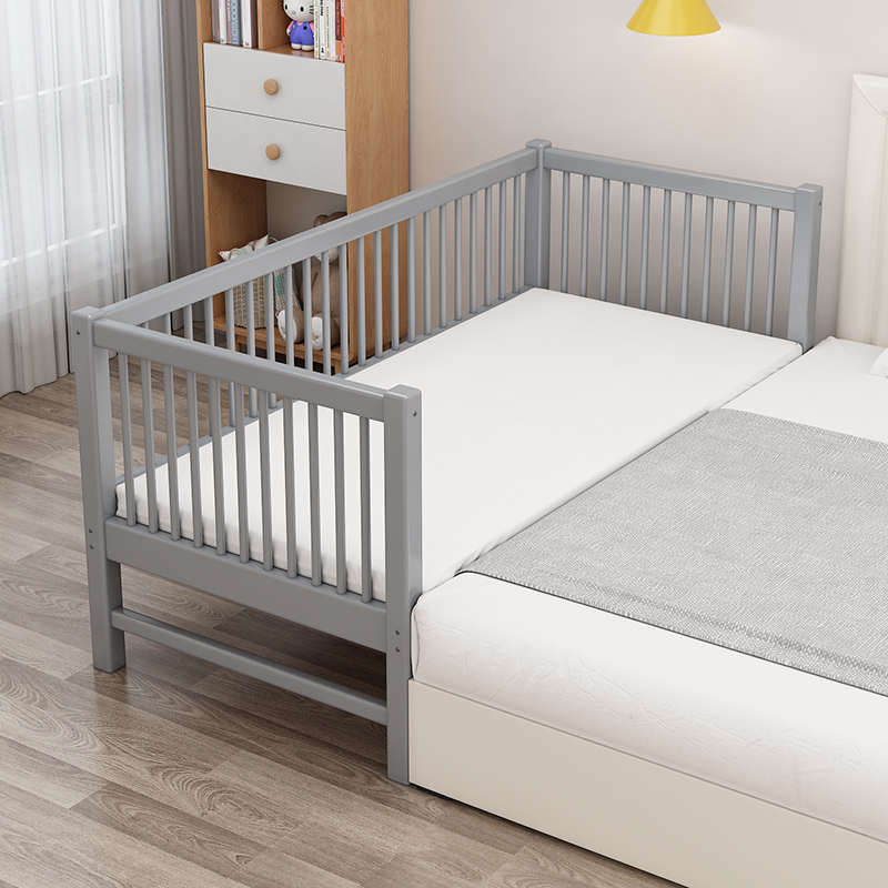 拼接实木儿童童床婴儿床大床加宽床榉单人宝宝儿童床