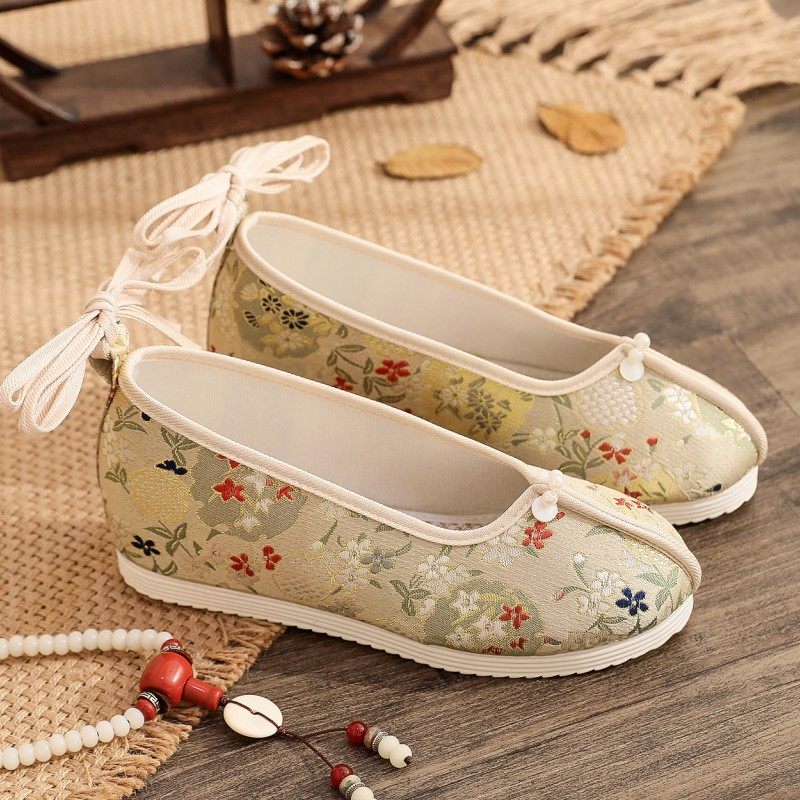 古风鞋子子女明制汉服鞋内增高古代绣花鞋宋制唐布鞋