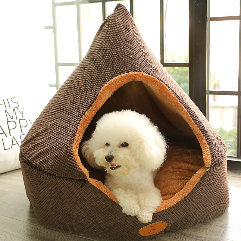 猫窝雪纳瑞泰迪帐篷狗屋房子型室内狗狗窝 狗窝封闭式 冬天保暖冬季