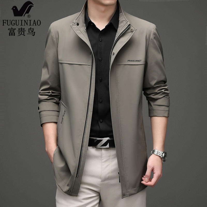 富贵鸟男装品牌企业店铺2022春秋季新款中年上衣夹克男士外套风衣