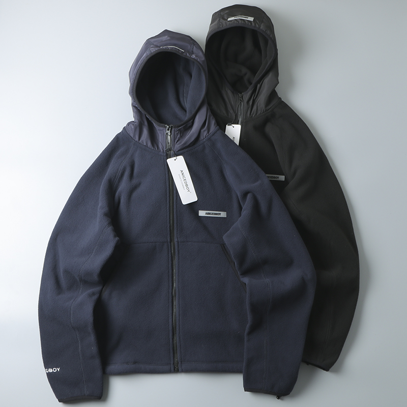 区别垃圾货！    秋冬季新款男士连帽休闲宽松户外摇粒绒夹克外套