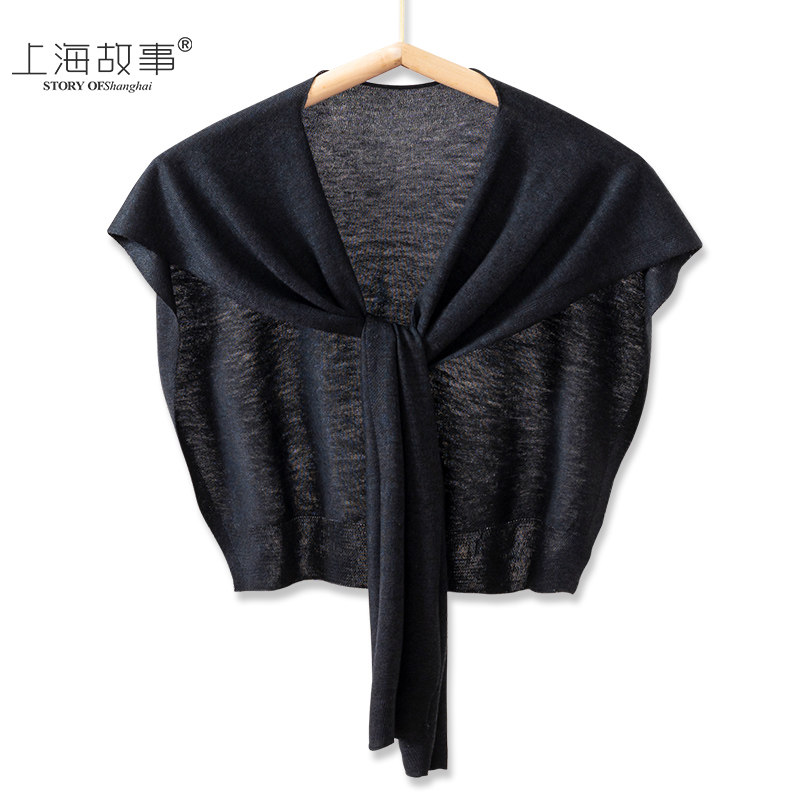 上海故事春秋披肩女外搭韩高级针织搭肩韩版高端围巾
