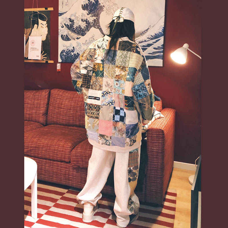 罗计原创新款日系复古平田kapital手工拼接纯棉卫衣宽松外套男女