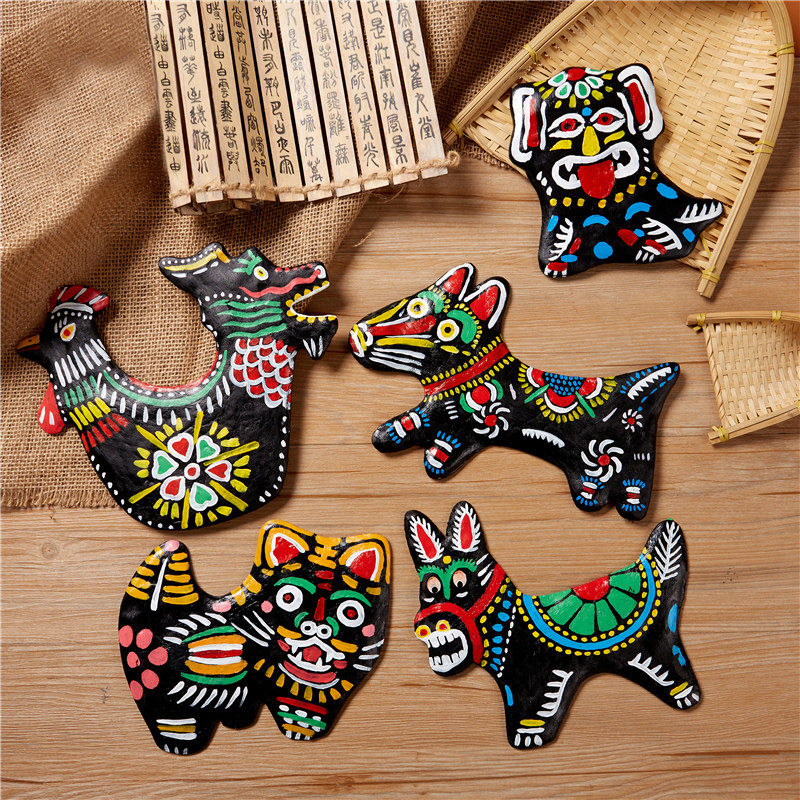 中国国风传统彩绘黏土土泥泥狗手工diy制作颜料绘画组合