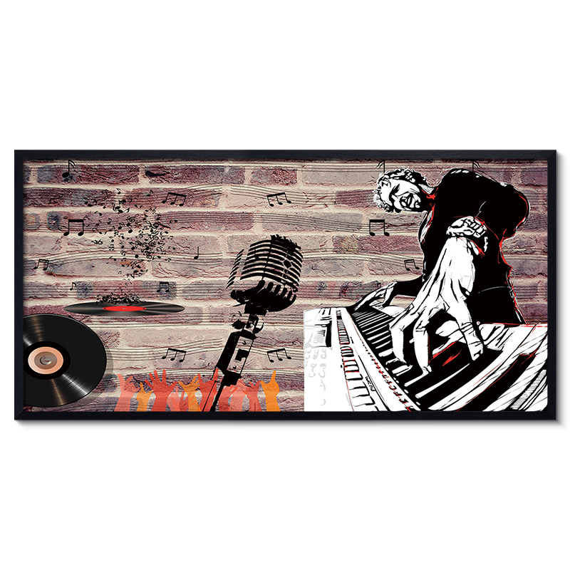 复古工业风摇滚音乐酒吧ktv装饰画挂画壁画乐器店吉他海报有框画