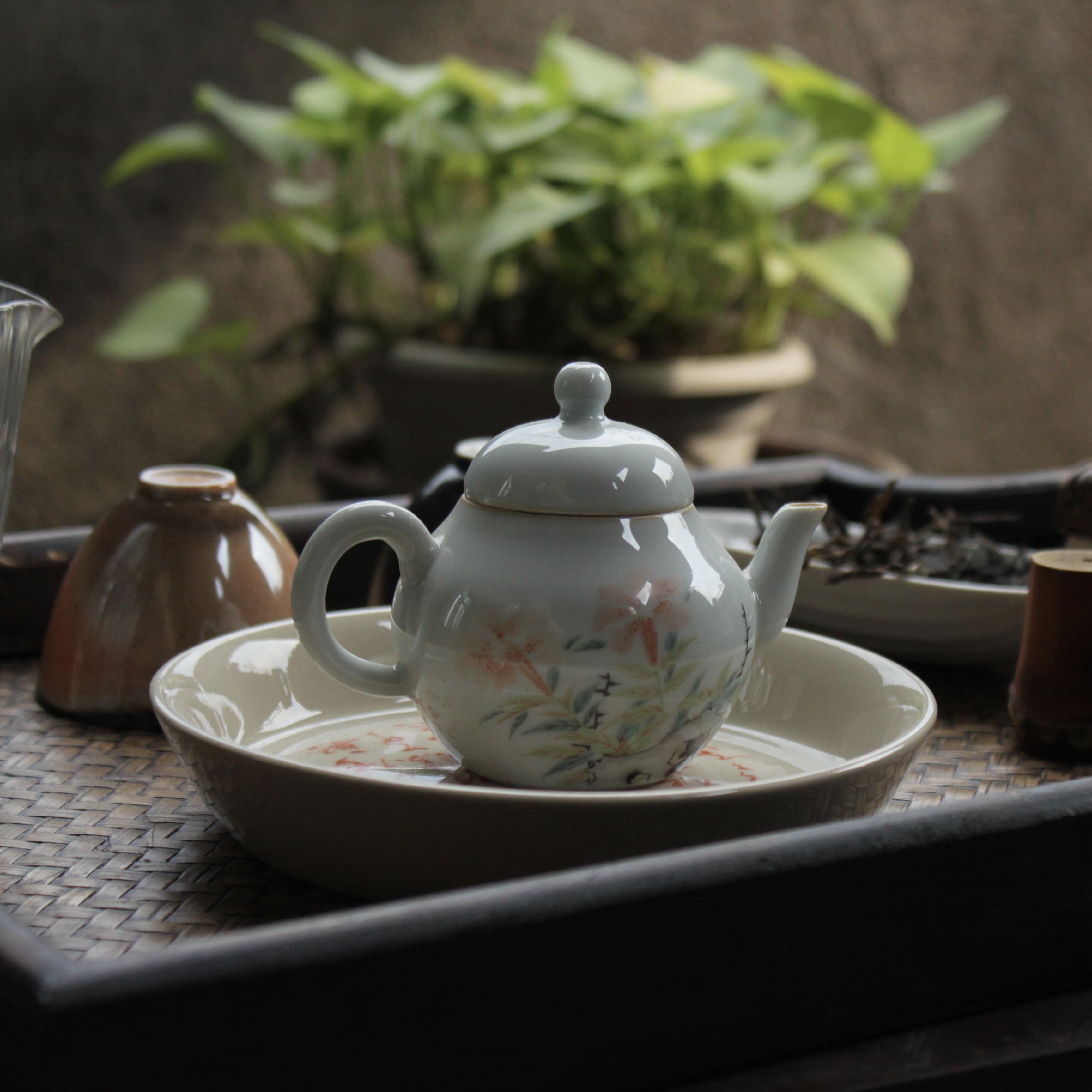 岚山禅茶仿古泥釉手绘茶壶功夫茶文人复古中式茶壶