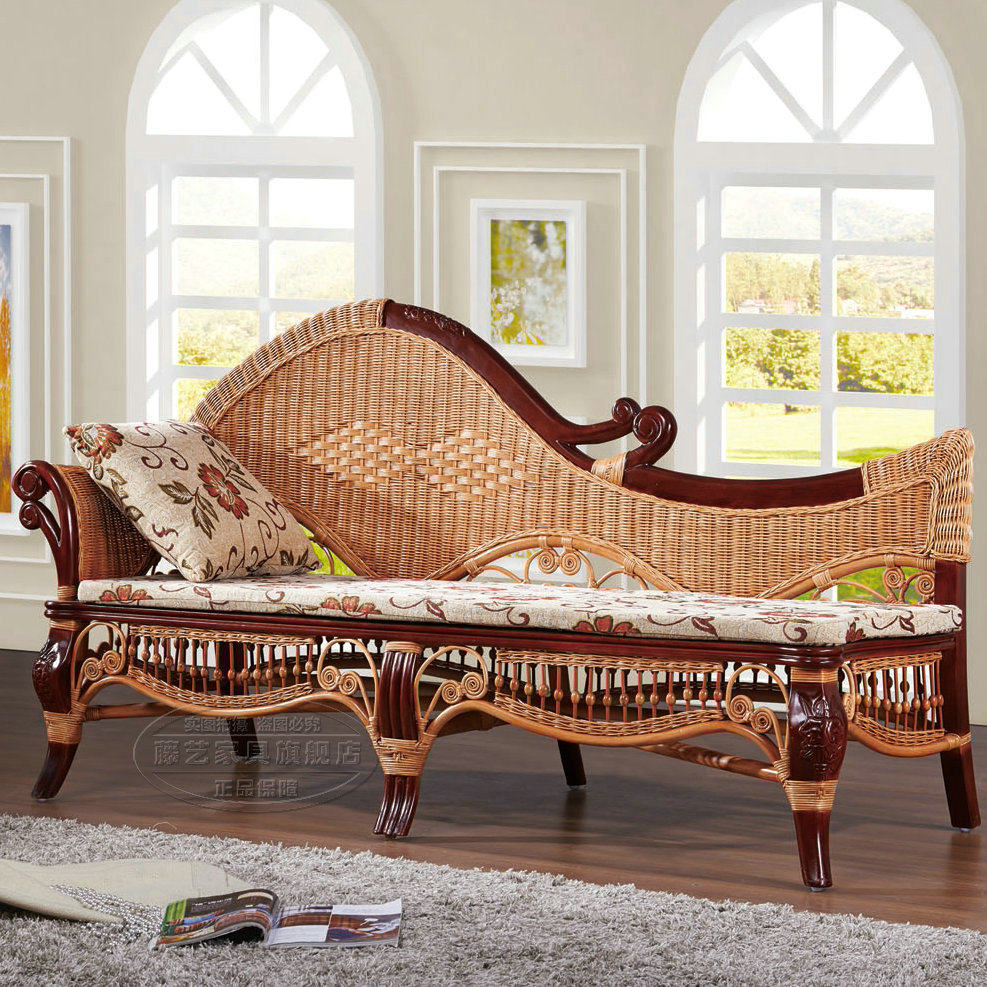 天然真藤贵妃床午睡休闲藤编美人榻躺椅床藤木老人老式躺床家具