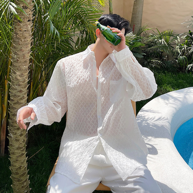 夏季宽松防晒透气超薄慵懒韩版韩国衬衫主微衬衫