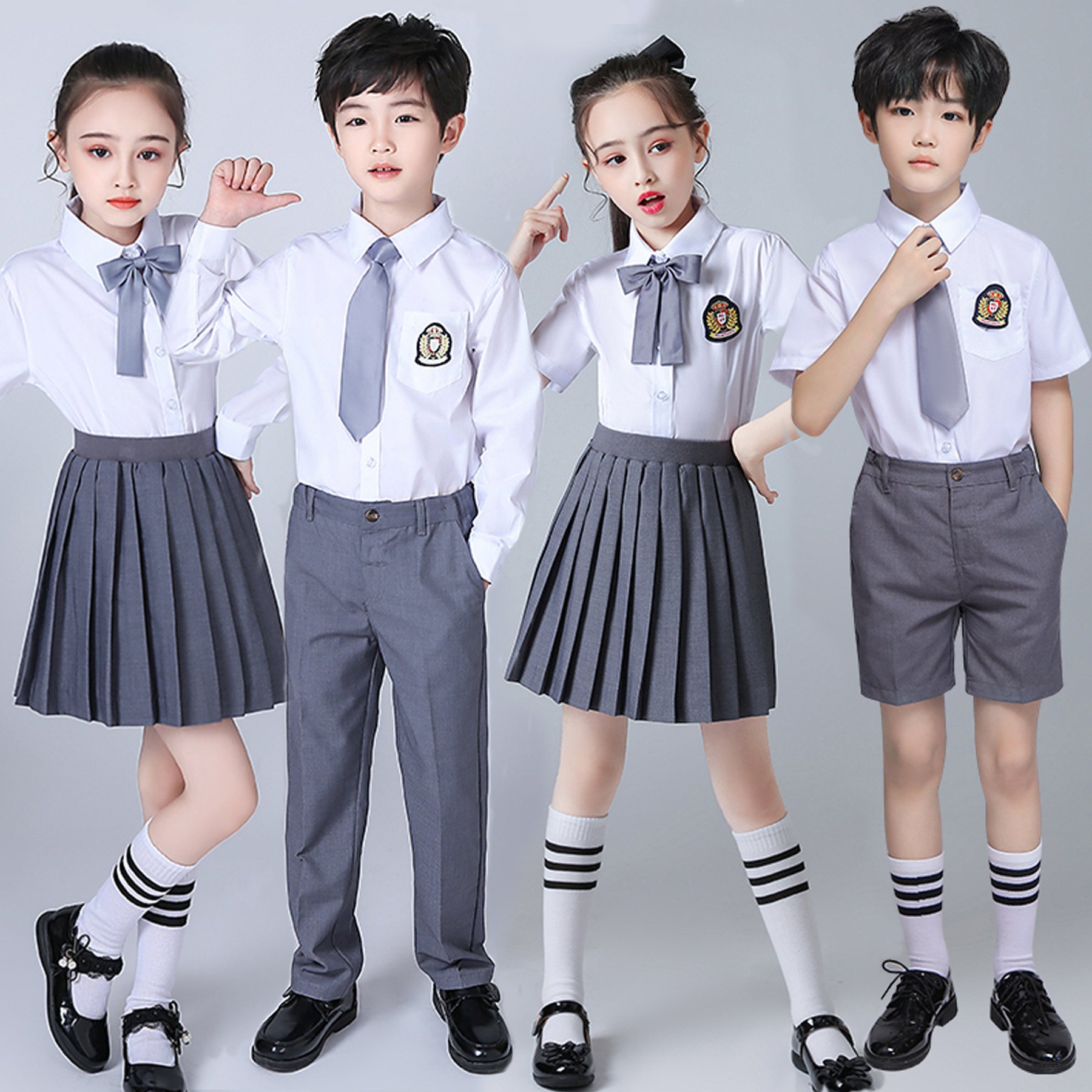 中小学生大合唱表演幼儿园英伦风校服毕业拍照儿童朗诵儿童演出服