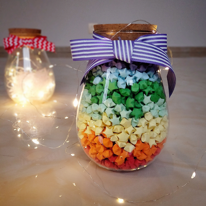 幸运星玻璃瓶装1314颗星星折纸成品许愿瓶子罐折的情侣圣诞节礼物