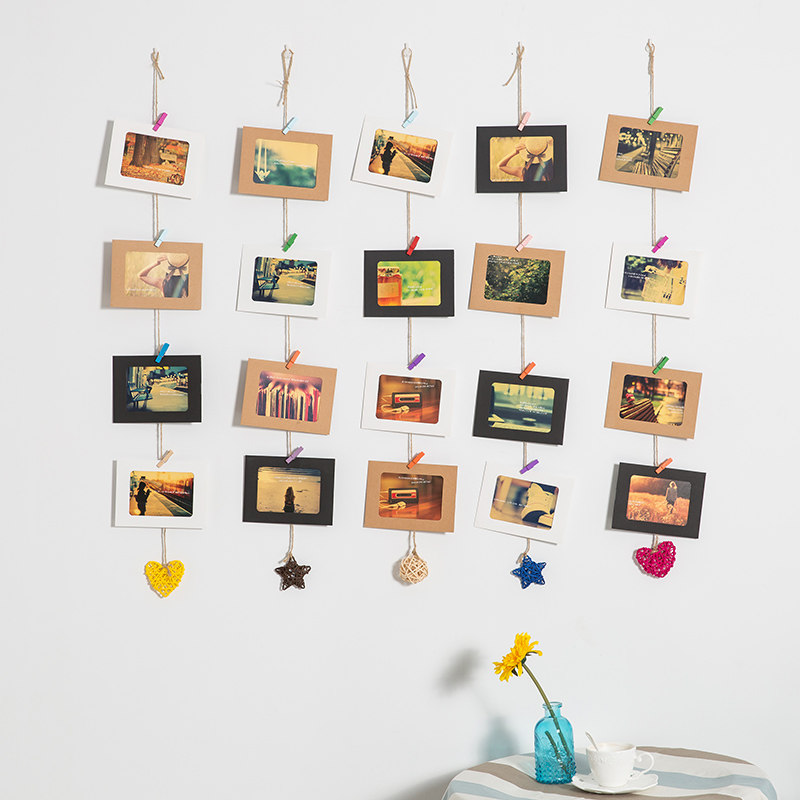 照片装饰麻绳夹子相片藤球明信片少女心房房间照片墙