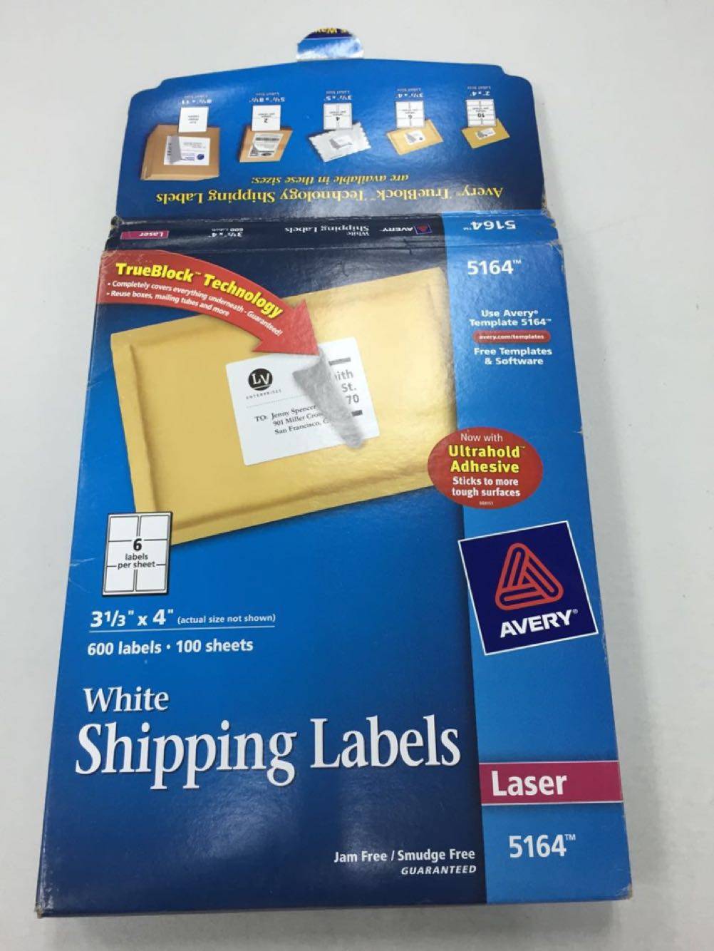 正品艾利avery不干胶标签电脑打印纸5164100页信纸美国不干胶标签