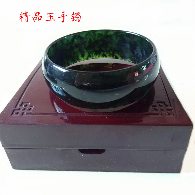 祁连玉墨玉磁性武山鸳鸯蛇纹玉纯手工收藏级玉石手镯包邮正退换