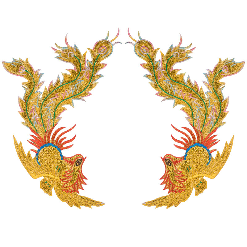 凤凰刺绣布贴舞台服装辅料礼服旗袍戏曲民族凤绣片布贴