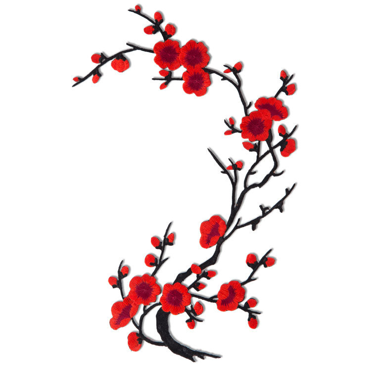 梅花刺绣布贴补丁贴刺绣花贴大号布贴衣服旗袍diy中国风贴花补丁