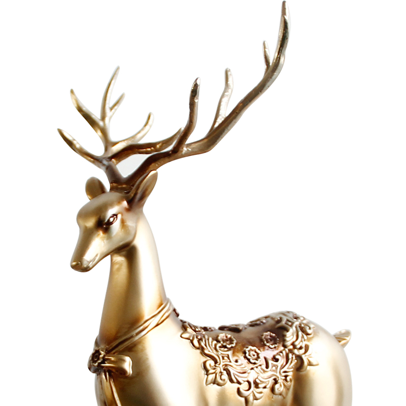 招财财鹿创意欧式家居电视柜客厅装饰品摆件美式座钟