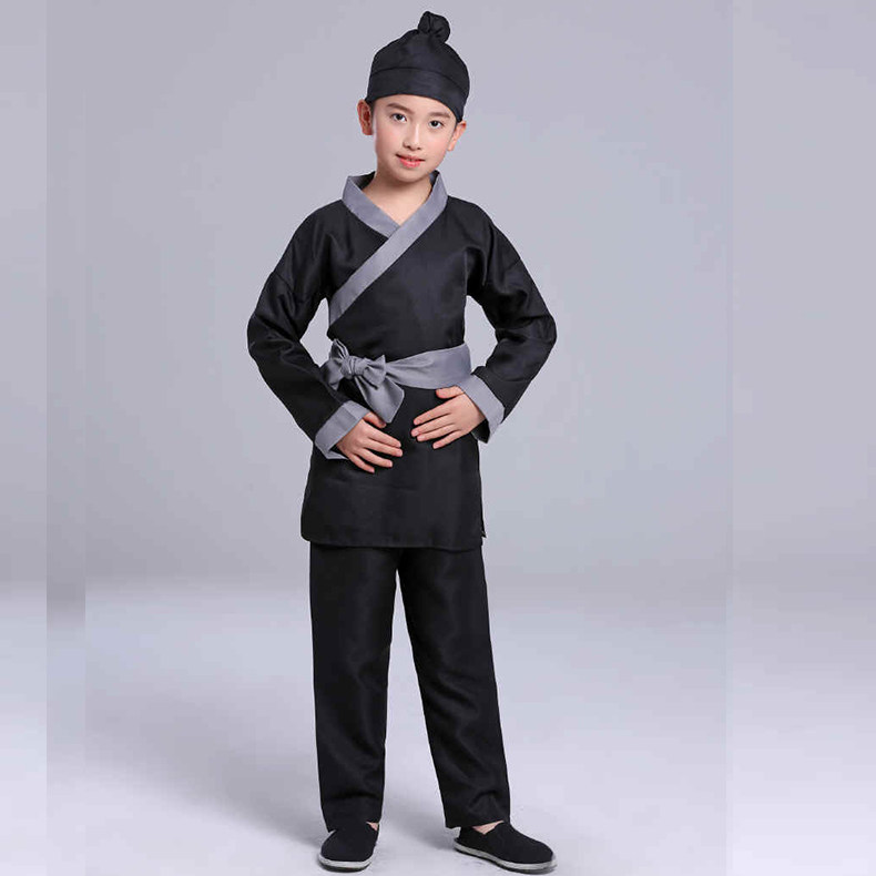 古代酒保平民百姓下人杂役女童店小二表演衣服童男儿童演出服